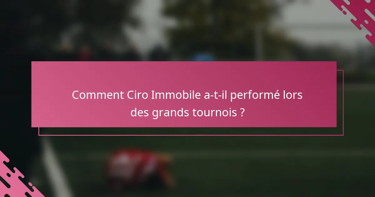 Comment Ciro Immobile a-t-il performé lors des grands tournois ?