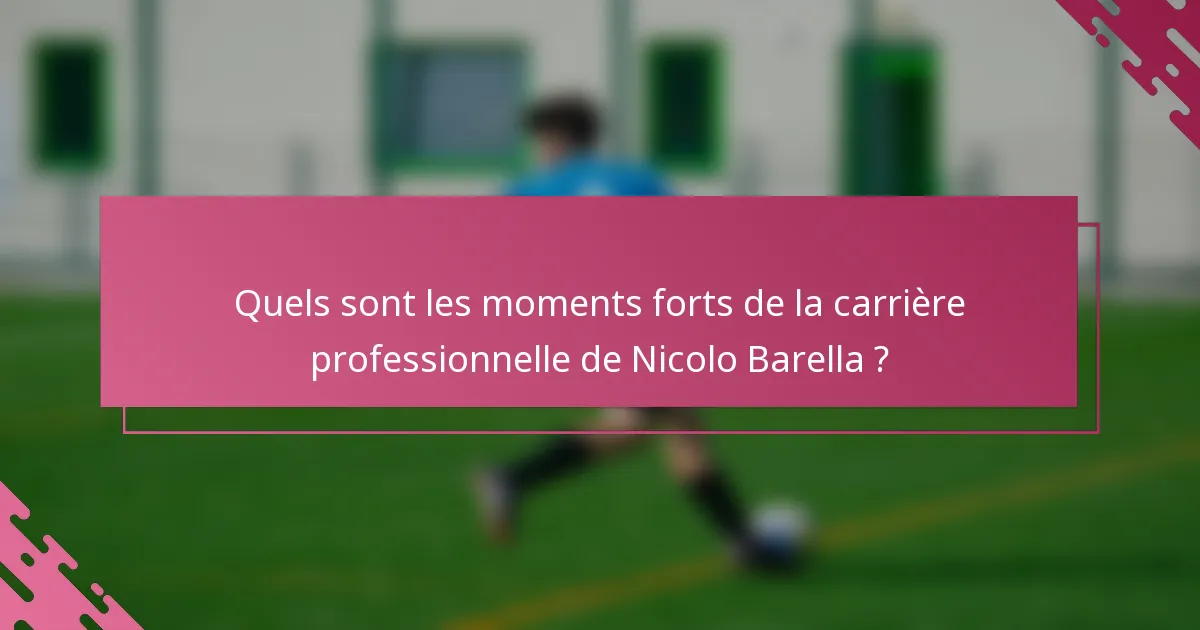 Quels sont les moments forts de la carrière professionnelle de Nicolo Barella ?