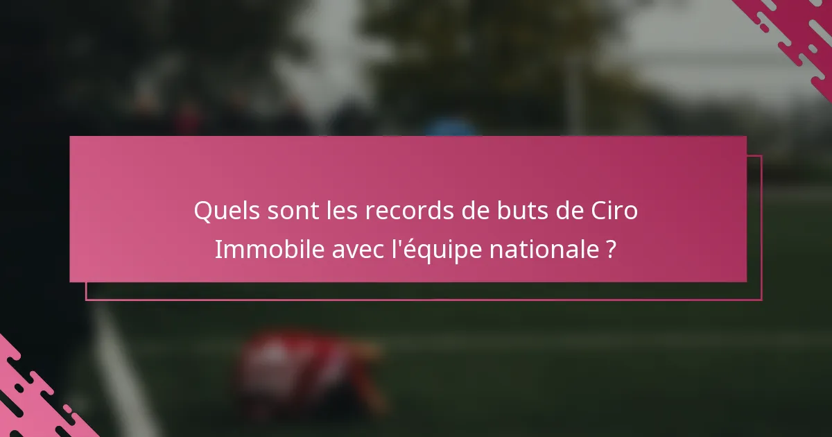 Quels sont les records de buts de Ciro Immobile avec l'équipe nationale ?